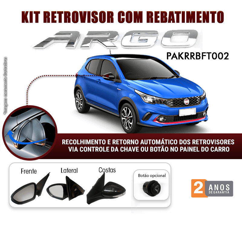 Kit Retrovisor Rebatimento Fiat Argo Tragial 