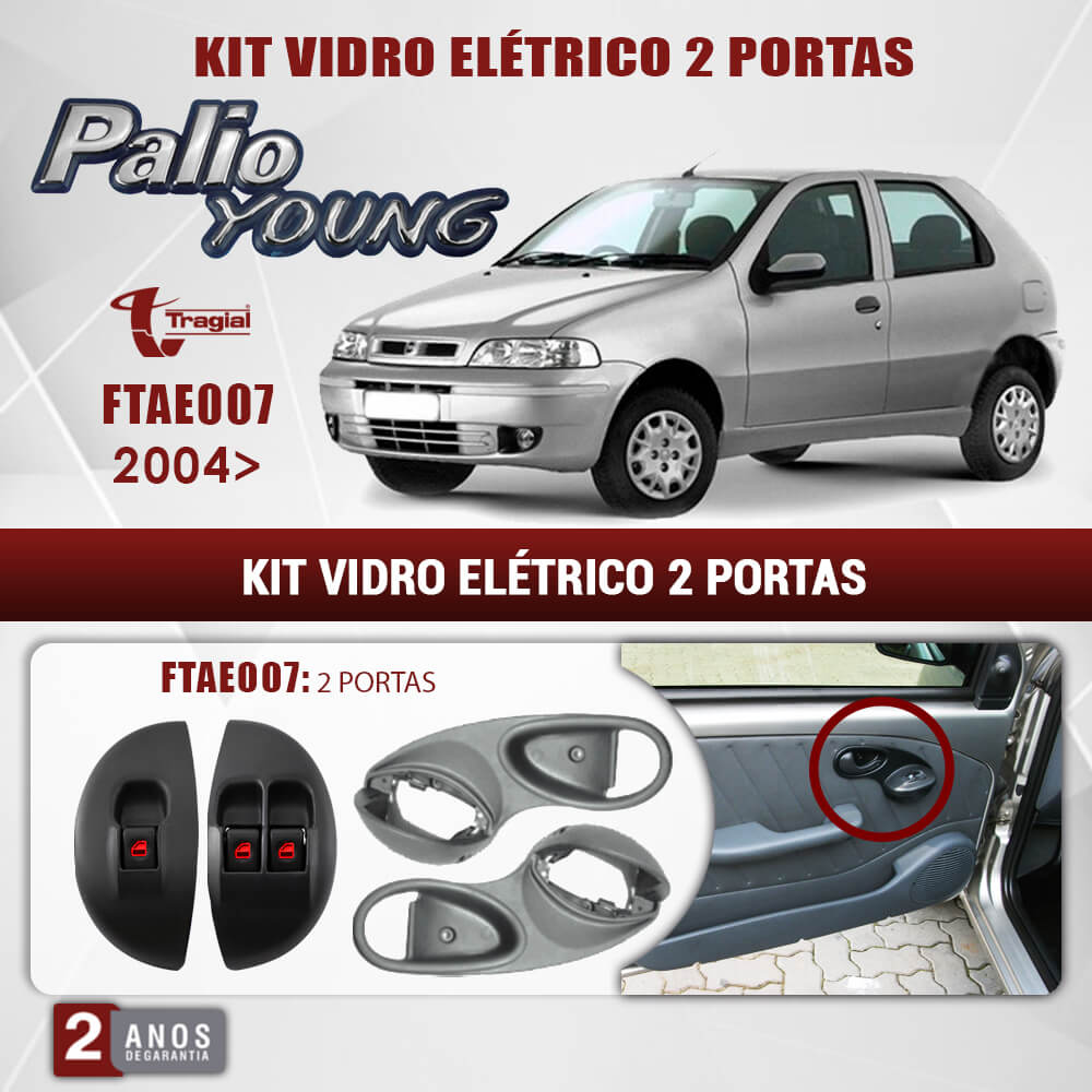 Kit Vidro Elétrico com Sistema Antiesmagamento Fiat Pálio Young 2004 Tragial