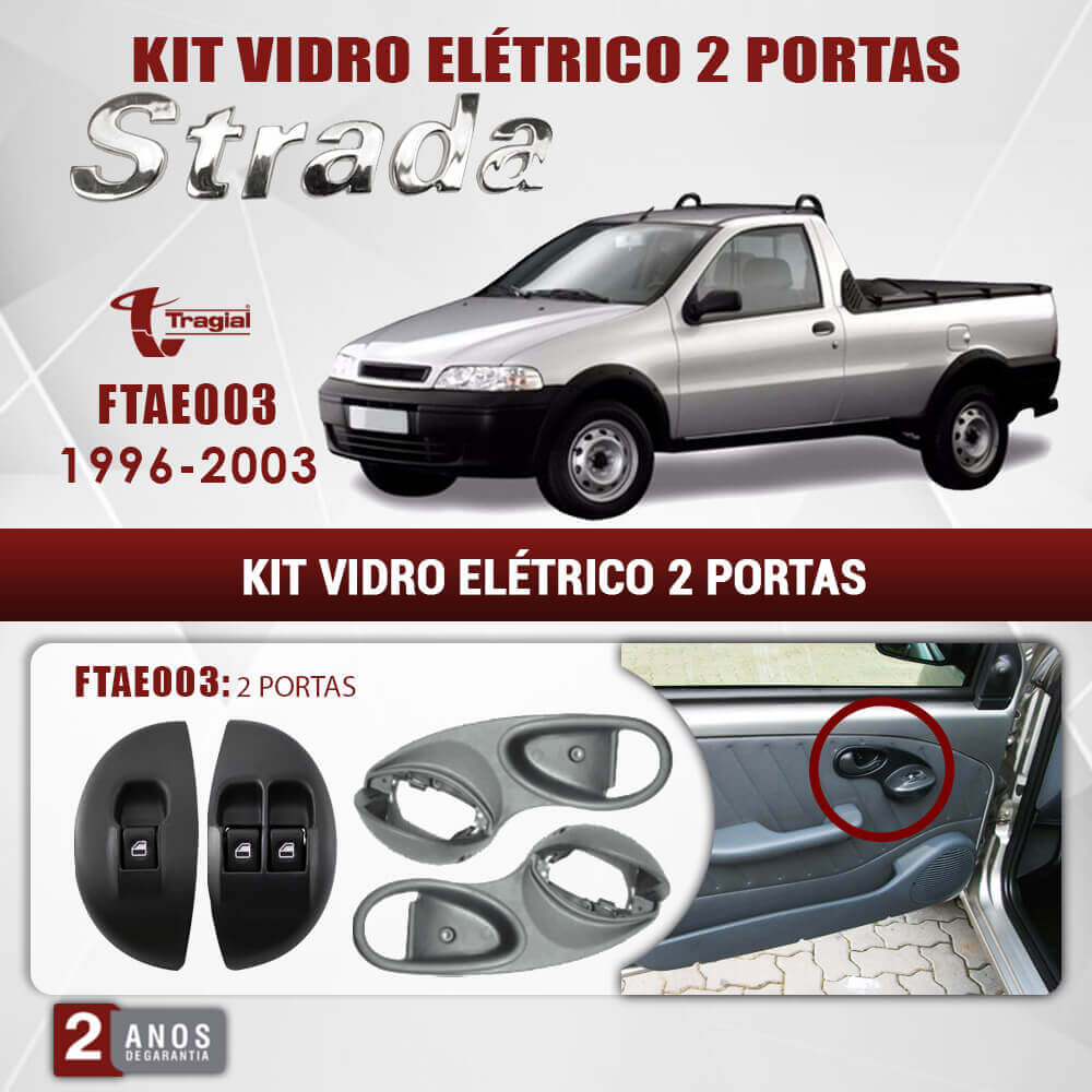 Kit Vidro Elétrico com Sistema Antiesmagamento Fiat Strada Young 1996-2003 Tragial