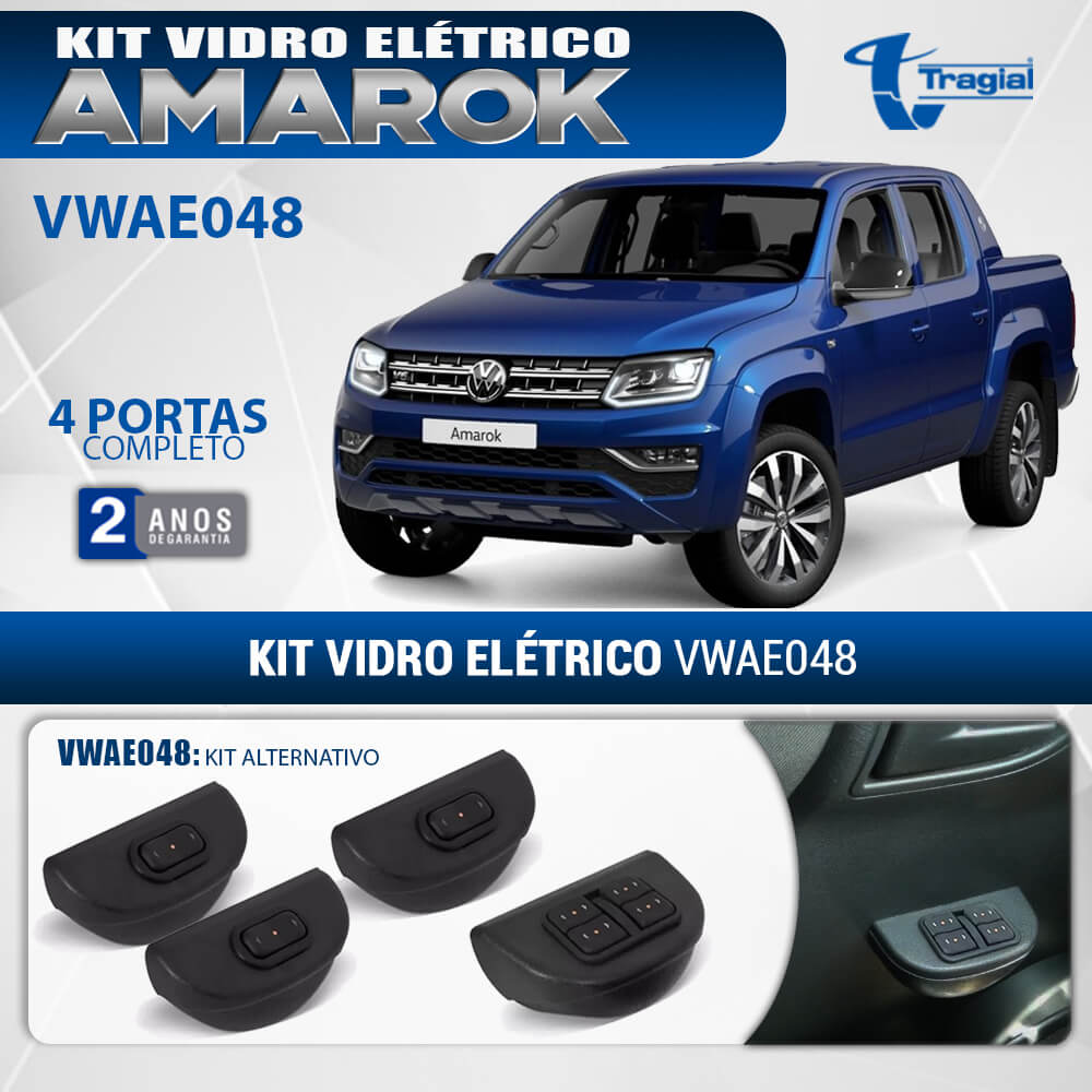 Kit Vidro Elétrico com Sistema Antiesmagamento Volkswagen Amarok 4 portas Completo Tragial