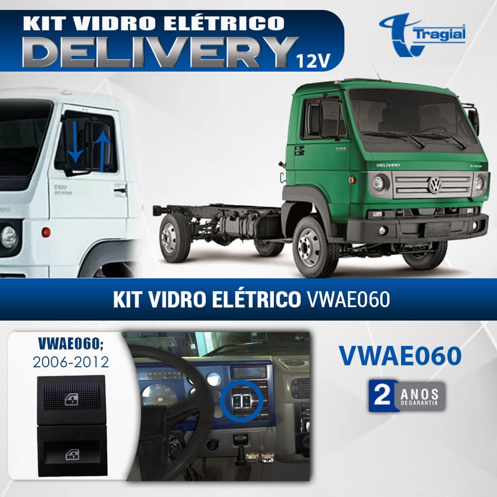 Kit Vidro Elétrico com Sistema Antiesmagamento Volkswagen Delivery 12v 2006-2012 Tragial