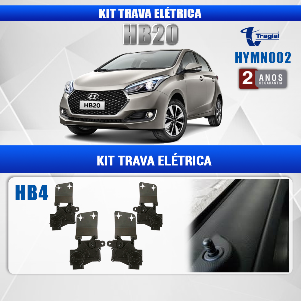 Kit Trava Elétrica Hyundai HB20 4 Portas Tragial