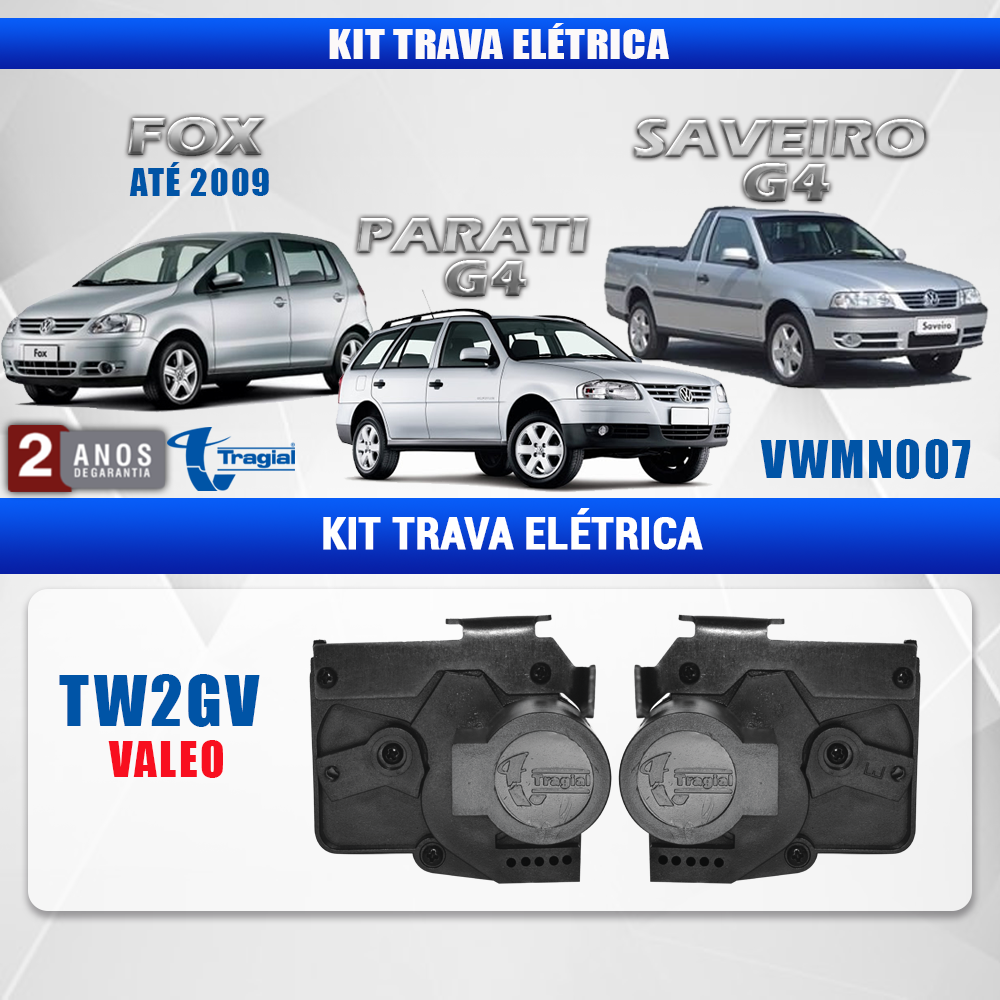 Kit Trava Elétrica Volkswagen Fox até 2009 2 Portas Tragial