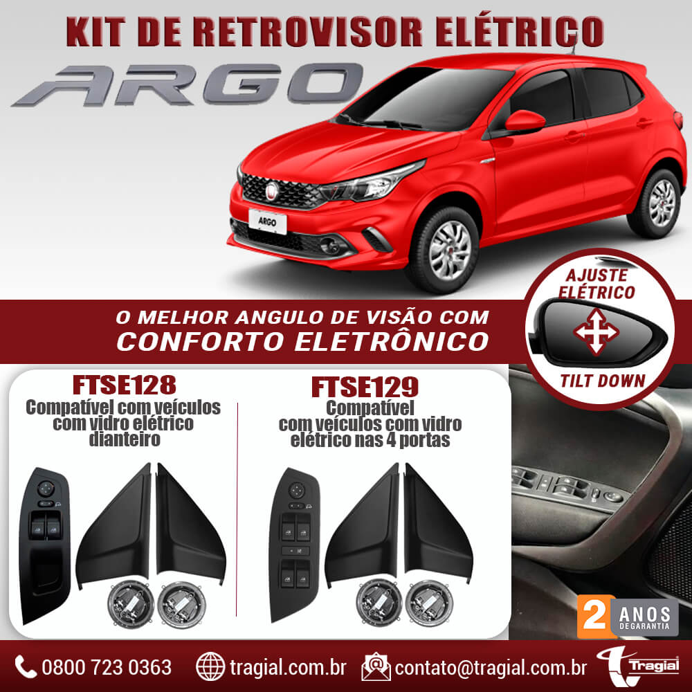 Kit Retrovisor Elétrico Sensorizado ( Tilt Down ) Fiat Argo Tragial