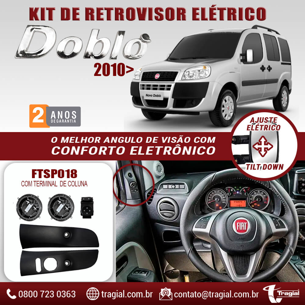 Kit Retrovisor Elétrico Simples Fiat Doblo 2010> Tragial