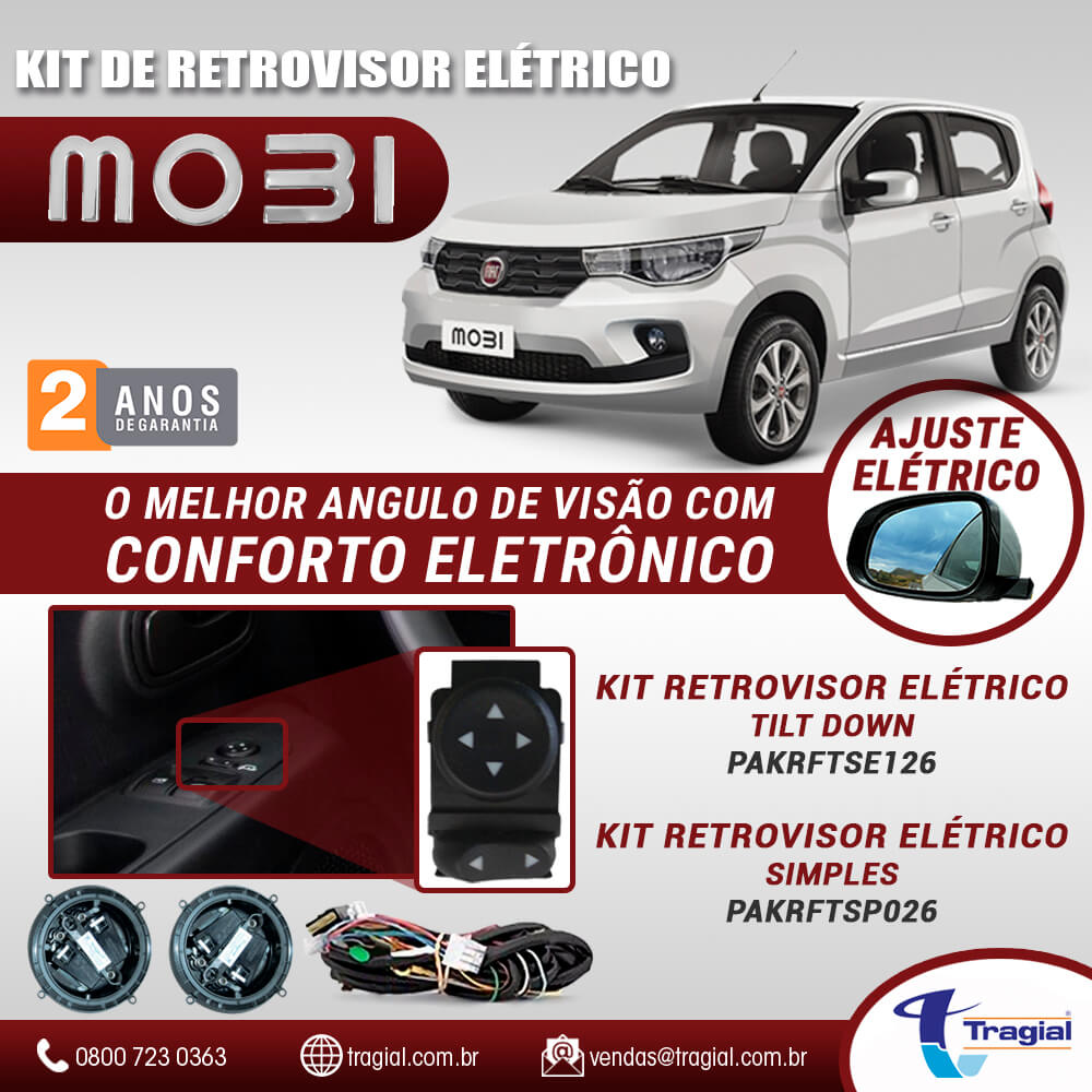 Kit Retrovisor Elétrico Simples Fiat Mobi 4 Portas Dianteiro Tragial