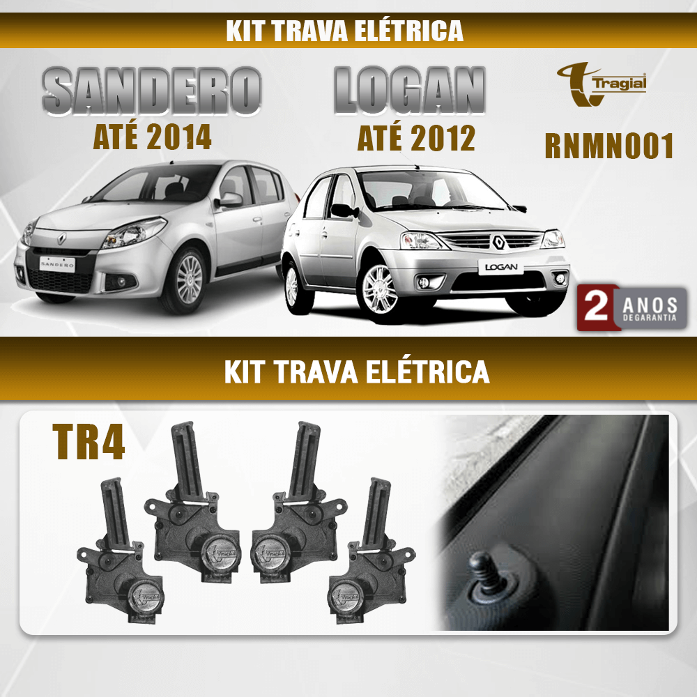 Kit Trava Elétrica Renault Sandero até 2014 4 Portas Tragial