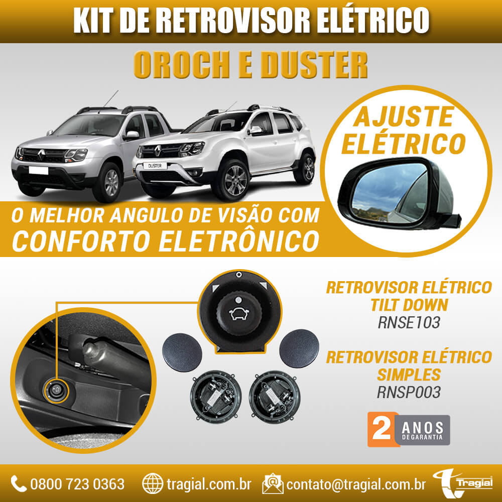 Kit Retrovisor Elétrico Sensorizado ( Tilt Down ) Renault Oroch