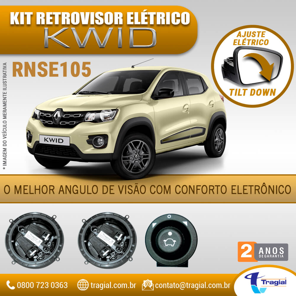 Kit Retrovisor Elétrico Sensorizado ( Tilt Down ) Renault Kwid Alternativo Tragial